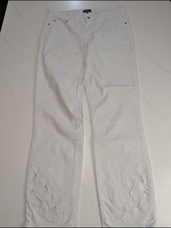 NYDJ Denim - NYDJ Clarissa Embroidered Ankle Stretch White Denim Jeans Lift Tuck Tech Sz 6